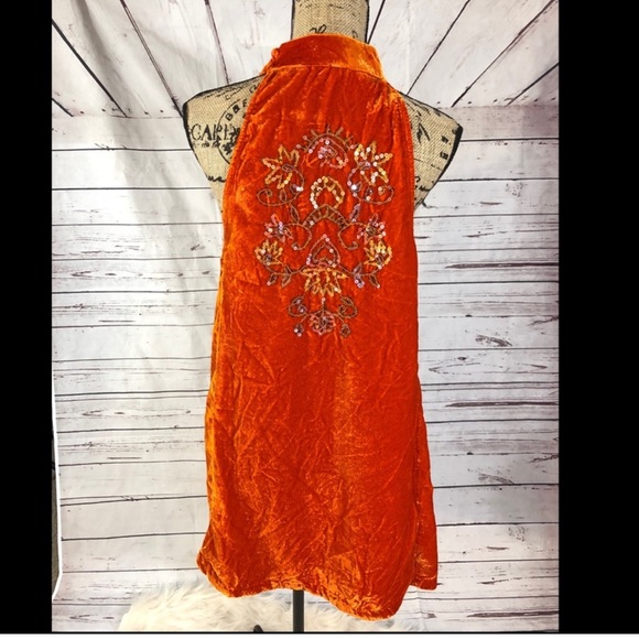Gorgeous Free People “Jill” Orange velvet Embellished Dress - Picture 3 of 6
